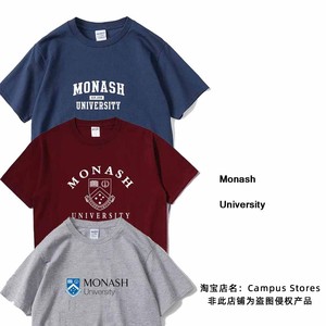 澳大利亚Monash 短袖蒙纳士大学男女t恤莫纳什纪念品衣服周边校服