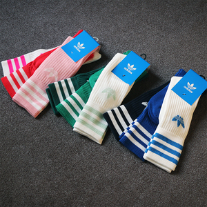 Adidas阿迪达斯三叶草袜子男女夏季高筒袜跑步运动袜棉潮流长筒袜