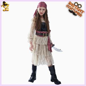 万圣节女童款花边海盗裙 女孩海盗cos派对服饰 海盗舞台表演服