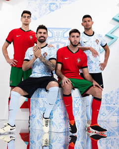 正版2024欧洲杯葡萄牙队客场C罗球员版球衣短袖足球服FJ4274-133