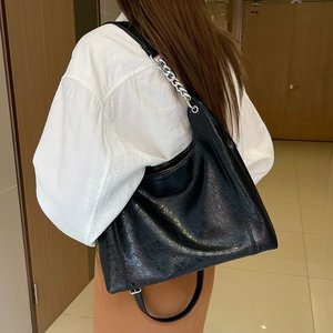 韩版链条托特包女大容量包包2024新款包包时尚通勤女包软皮单间包