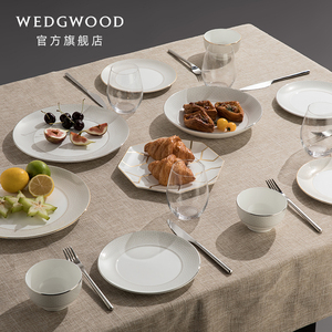 WEDGWOOD威基伍德白金几何四人食餐具组骨瓷餐具12件套餐碗餐盘