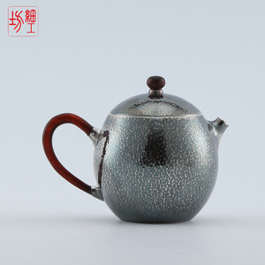 银壶 日本细工坊银壶纯银999泡茶壶纯手工茶道家用煮茶壶小银壶