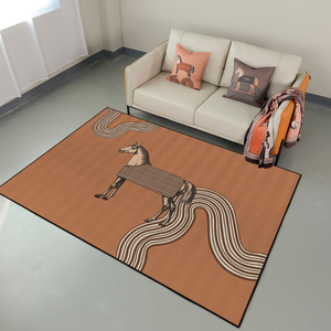 赫玛琪欧美式家用骏马地毯长方形卧室床边垫防滑地垫雕花绒地毯子