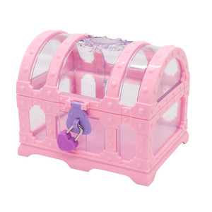 塑料透明亚克力水晶钻石粉色宝石女孩公主大宝箱带锁儿童小宝藏盒
