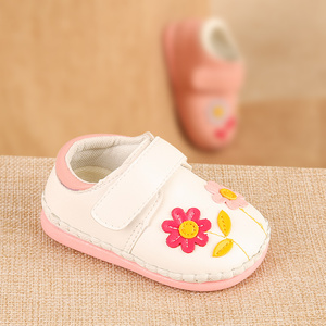 2019年春季女宝宝6-12-18个月学步鞋手工婴儿软底鞋防掉0-1岁单鞋