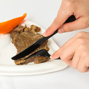 一次性刀叉西餐叉牛排刀叉特厚塑料独立蛋糕刀黑色带纸巾披萨长叉