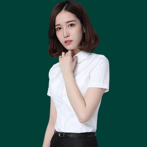 工装2023女工作服白色修身衬衣优柏正装短袖职业韩版夏季白衬衫OL