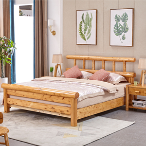 四川成都原木双人床1.8米1.5米硬板床全实木名宿客栈家具厂家直销