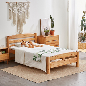 成都实木双人床儿童床1.2米单人床1米现代简约经济型全柏木原木床