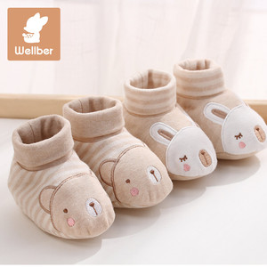 威尔贝鲁婴儿脚套宝宝护脚套新生儿鞋子棉鞋儿童袜套薄款0-6个月
