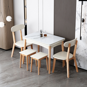 小户型折叠餐桌家用北欧简约可伸缩桌子长方形实木餐桌椅吃饭桌子