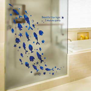 浴室卫生间玻璃门装饰小鱼贴纸创意个性墙砖防水墙贴画自粘3d立体