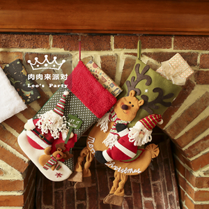 圣诞袜挂件圣诞树挂饰装饰圣诞节派对礼物袋雪人老人麋鹿装扮