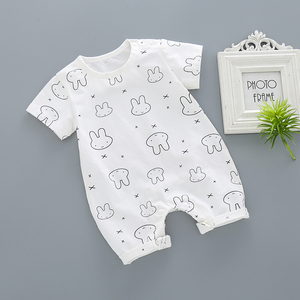 新生婴儿衣服夏装0-12个月男女宝宝短袖哈衣连体衣夏装纯棉爬服潮