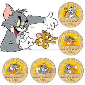 2022年新款卡通动漫猫和老鼠纪念童年的回忆金色金属纪念收藏币