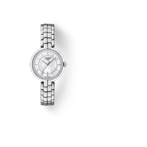 （TISSOT）天梭瑞士弗拉明戈系列钢带石英女表简约贝母女士腕表