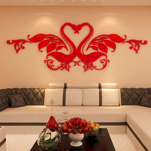 比翼鸟3D立体水晶亚克力墙贴纸客厅卧室背景墙浪漫温馨创意装饰品
