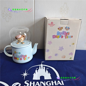 特价 上海迪士尼 夏日泡泡达菲熊茶具套装陶瓷水壶茶壶玻璃茶杯子