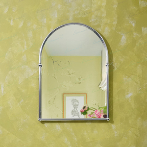 banmell美式复古浴室镜子浅金色全铜边框卫生间拱形化妆镜法式