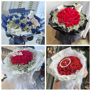 鲜花99朵玫瑰花束上海市浦东新区航头祝桥泥城镇同城实体花店配送