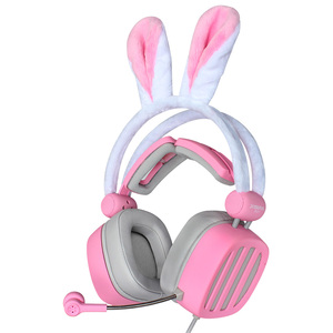 西伯利亚S21-pink粉色兔耳朵头戴式游戏电竞耳机女生直播游戏网红