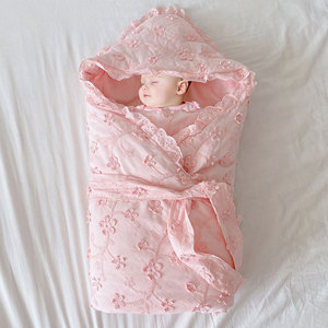 初生婴儿包被纯棉四季可拆洗宝宝抱被新生的儿产房包单刺绣满月