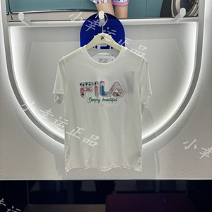 FILA斐乐 2024夏季新款女装时尚休闲纯棉针织短袖T恤 F11W428110