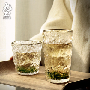 九土日式玻璃杯家用水杯加厚冰川杯威士忌酒杯茶杯果汁牛奶咖啡杯