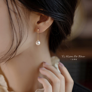 日本BM 超值入乔妹款珍珠耳环长款超仙气质14k包金简约耳饰