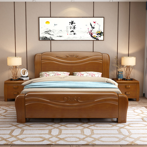 实木床1.2米一米二五八橡木床1.35m1.5宽1.8米成老人家用床单人床