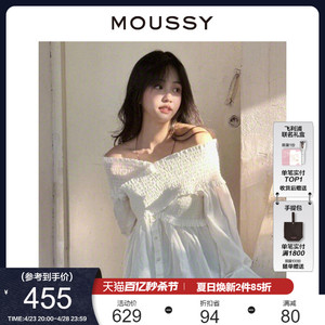 MOUSSY 甜美少女一字领露肩休闲衬衫女010GA230-6640