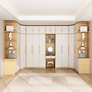 型转角衣柜带梳妆台一体组合家用卧室现代简约90度拐角收纳柜子经