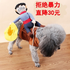 网红同款宠物狗创意骑马变身装牛仔骑士金毛泰迪狗狗猫咪搞怪衣服