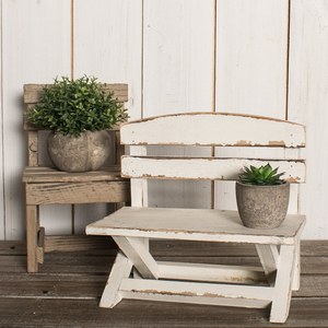 实木复古做旧桌面小凳子个性创意小椅子花架家居饰品装饰道具摆件