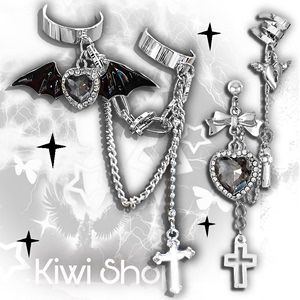 Y2K黑色甜酷恶魔十字架戒指地雷系辣妹亚文化暗黑哥特小众设计潮