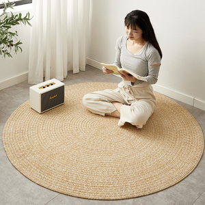 艾玛仕橙编织棉麻地毯客厅北欧简约手工茶几垫侘寂书房卧室床边毯