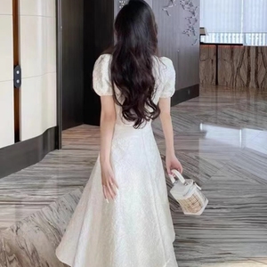 小香风开衫两件套长裙2024夏新款白色小洋装小个子韩版两件套裙装