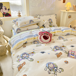 迪士尼全棉纯棉床上四件套儿童卡通宿舍被套床单三件套巴斯光年