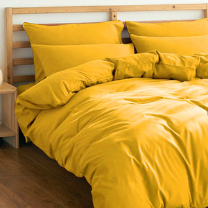 黄色四件套纯棉 100全棉床单被套纯色床上用品床品被罩2024新款春
