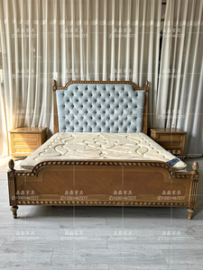 丽家美克art福溢家具普罗旺斯法式实木雕花床卧室软包布艺拉扣床