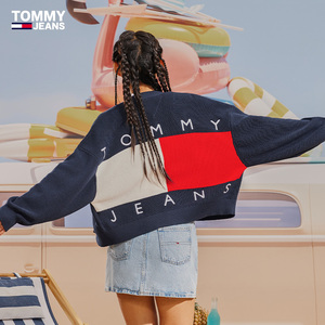 【美式休闲】Tommy24春秋女装灯笼袖纯棉后背撞色宽松开衫18335