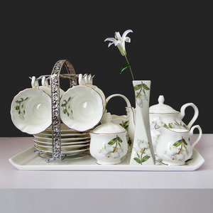 咖啡荷花杯套装欧式茶具咖啡具骨瓷英式下午茶茶具红茶杯碟陶瓷