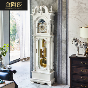 德国赫姆勒欧式机械落地钟客厅别墅复古座钟美式白色立式摆钟古典