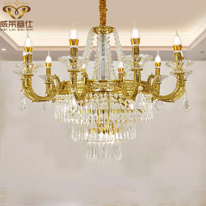 欧式全铜水晶吊灯法式别墅客厅卧室餐厅复式楼奢华创意楼梯铜灯具