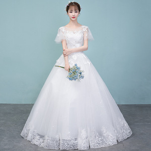 主婚纱礼服2024新款新娘法式简约气质齐地纯白超仙小个子大码孕妇