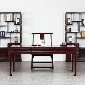 赞比亚血檀书桌中式实木画案办公桌红木书法桌非洲小叶紫檀办公台