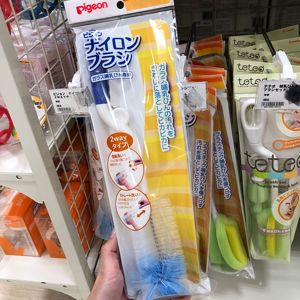 好用！日本本土Pigeon/贝亲尼龙旋转奶瓶刷清洁玻璃奶瓶专用刷