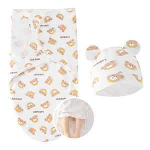 欧美新生儿拉链襁褓胎帽套装婴儿春蚕睡袋婴儿帽宝宝产房包巾