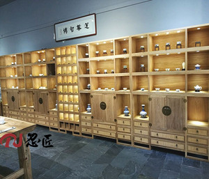 新中式展柜老榆木茶叶陶瓷工艺品展示柜古董紫砂壶博古架实木书柜